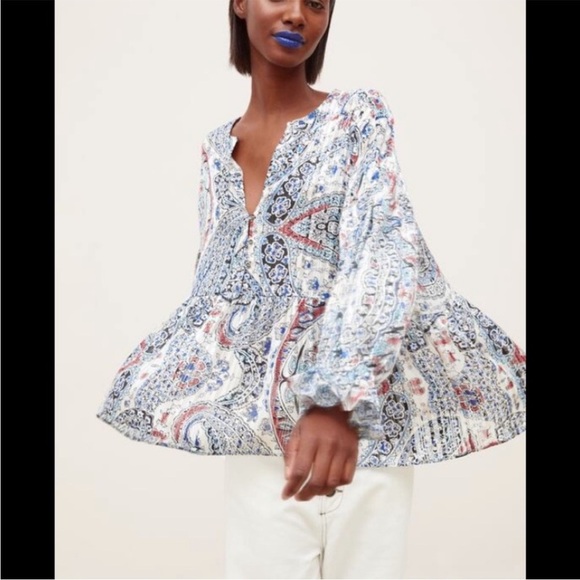 Zara Paisley Oversized Top Blouse - Picture 4 of 8